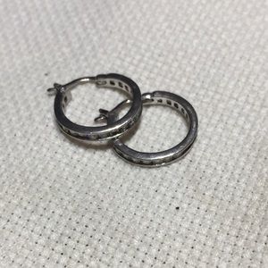 925 Sterling Silver hoop earrings with diamonds